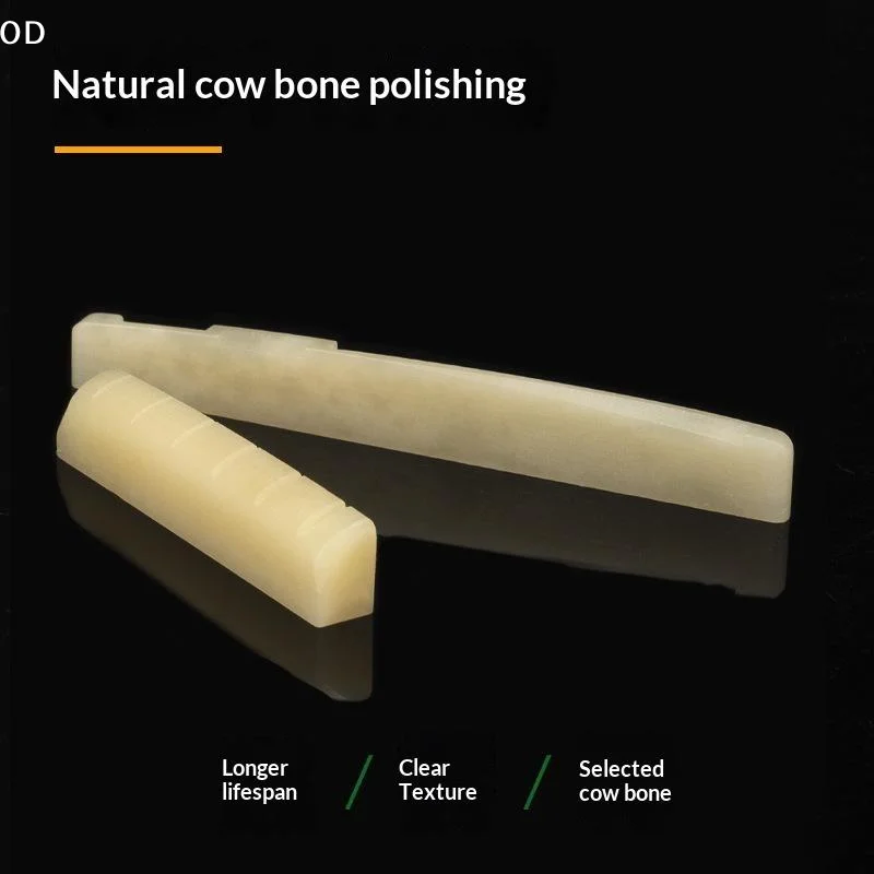 1pc 6 String Electric Guitar Bone Nut Flat Bottom Pre Slotted Real Bone Replacement For Intonation String Height Fix