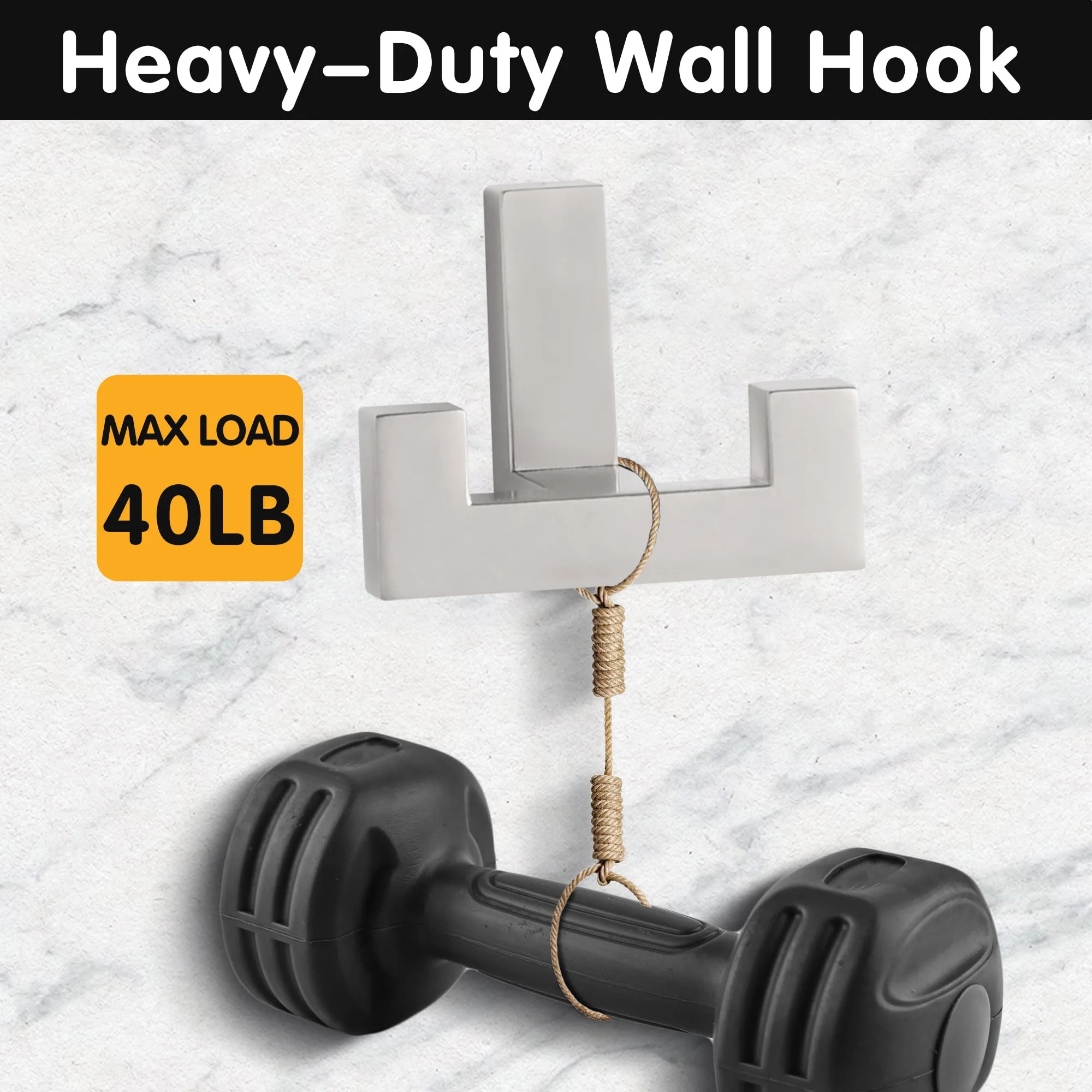 SARIHOSY 5Pcs Silver Double Wall Hook Coat Hook for Kitchen Bathroom Accessories Wall Mounted High Load-bearing Hooks