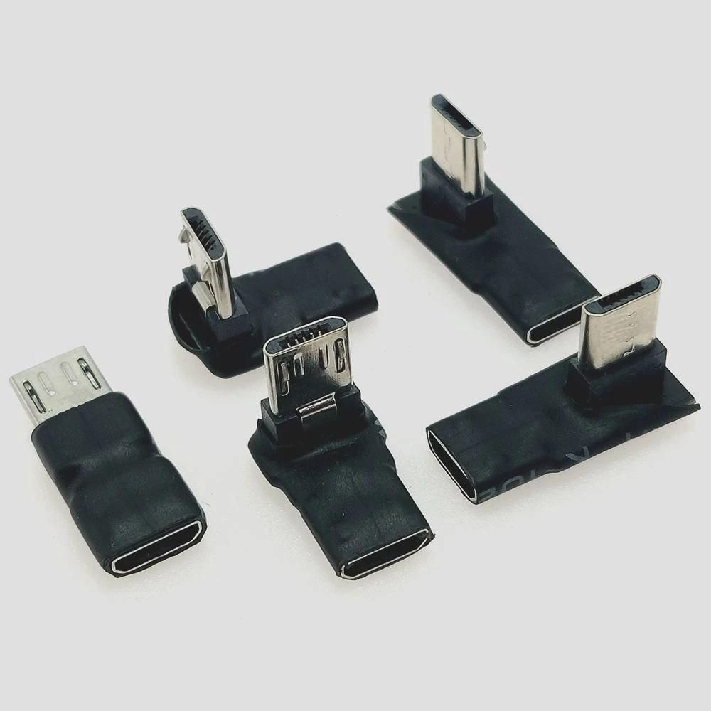 مايكرو USB ذكر محول البيانات ، مقبس USB صغير ، 90 درجة اليسار اليمين حتى بزاوية مايكرو 5Pin أنثى إلى مايكرو USB ذكر