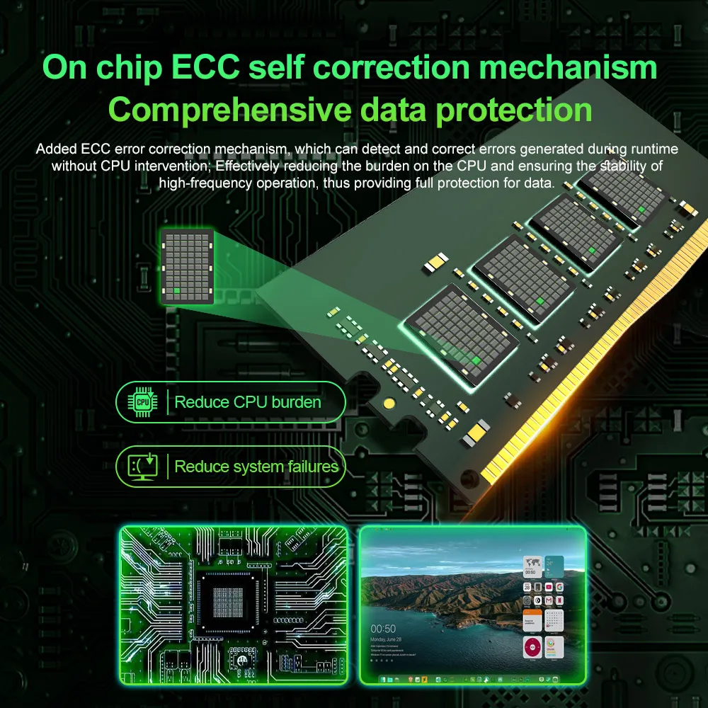 وحدة ذاكرة عالية السرعة DDR5 CL36 سعة 16 جيجابايت 6000 ميجا هرتز لترقية الكمبيوتر المكتبي المضادة للتآكل ومقاومة للتآكل