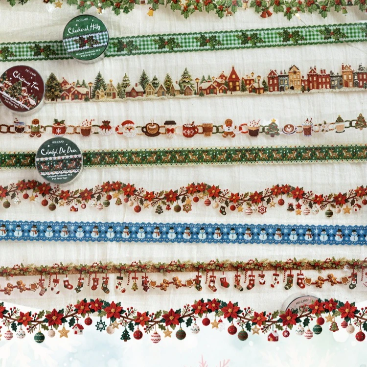 20mm*200cm Vintage Christmas Crochet Landscape PET Tape Creative DIY Journal Material Collage Scrapbooking Stationery