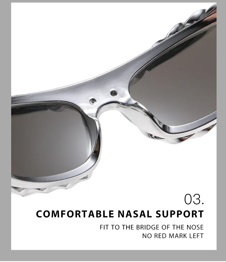 Trendige Techwear-Style Unregelmäßige Sonnenbrille, Nischendesign, Sonnenschutz & Blendschutz, Vielseitige Sonnenbrille 68192 – Detail 20