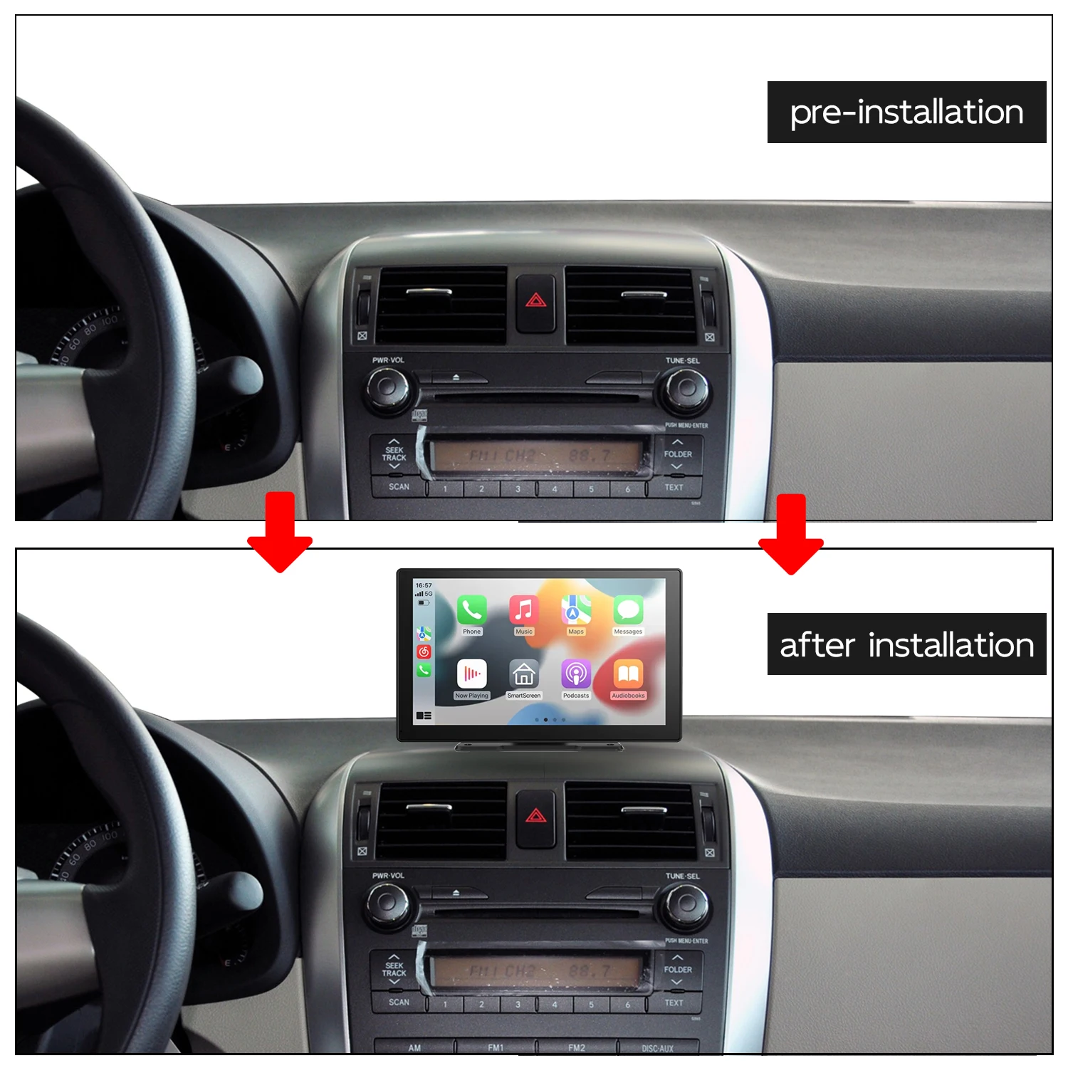 9 Inch Carplay Touch Screen Portable IPS 4K Touch Navigation Wireless Android Auto DVD Player 9 Inch Car Play Screen Universal