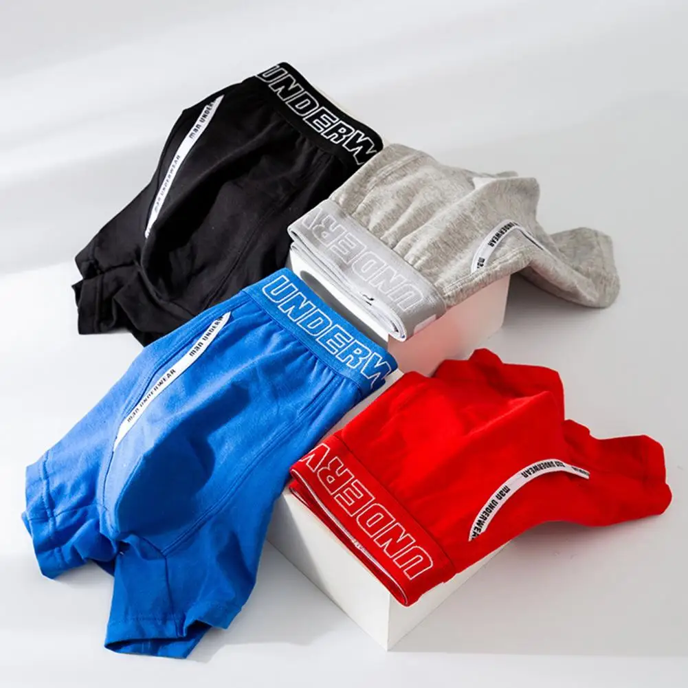 

Men Boxer Briefs 3pcs Men's Boxer Underwear Set Mid-rise Elastic Waistband Letter Print Patchwork Color Shorts Briefs for Daily