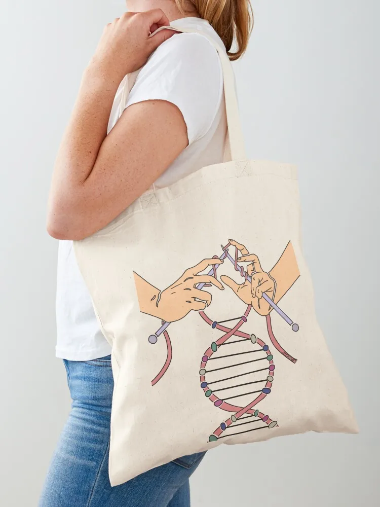 Knitting Together Life (DNA) Tote Bag reusable shopping bags eco bag folding Canvas Tote Bag