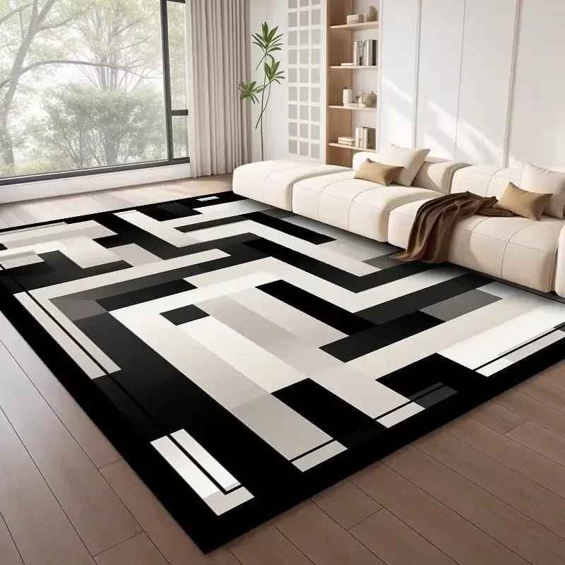 

Nordic Style Geometric Large Rugs for Living Room Modern Decoration Home Carpet Light Luxury Bedroom Rug Washable Mat