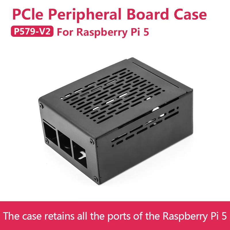 PCIe Peripheral Board Case For Raspberry Pi 5 P579-V2, for RPi 5 PCIe to M2 NVMe Expension Board, Retains all ports of PI5