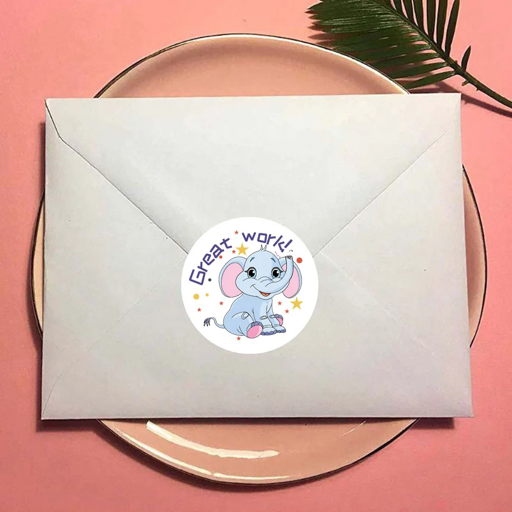 500Pcs 1inch Good Job Stickers Roll for Envelope Praise Reward Kids Student School Work Label Korean Stationery Sealing Lables