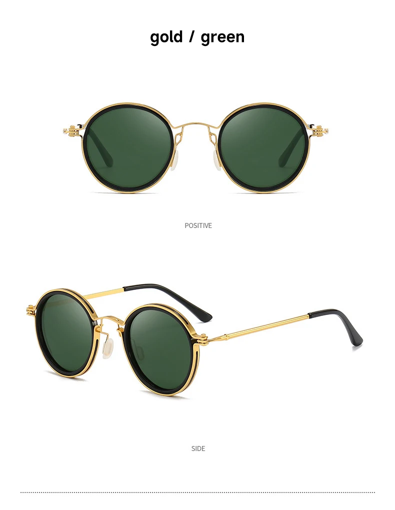 Neue 2026 Vintage Polarisierte Sonnenbrille für Herren Runde Retro-Sonnenbrille Hochwertige Legierung Brillen zum Fahren und Angeln – Detail 13