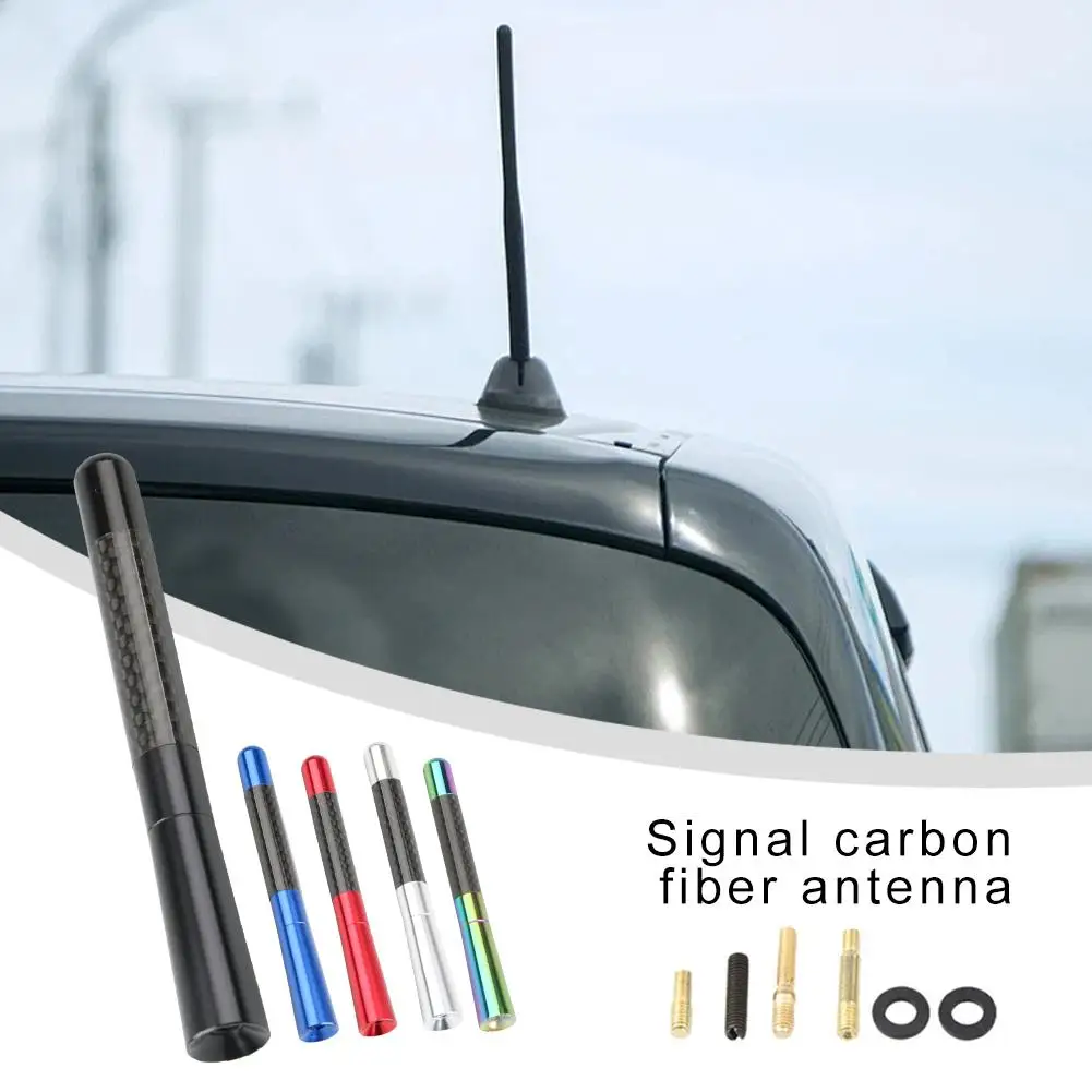 

12cm Universal Car Short Radio Antenna Carbon Fiber FM/AM Antenna Antenna Roof Radio Metal Black Aerial Receiving Car T1Q9