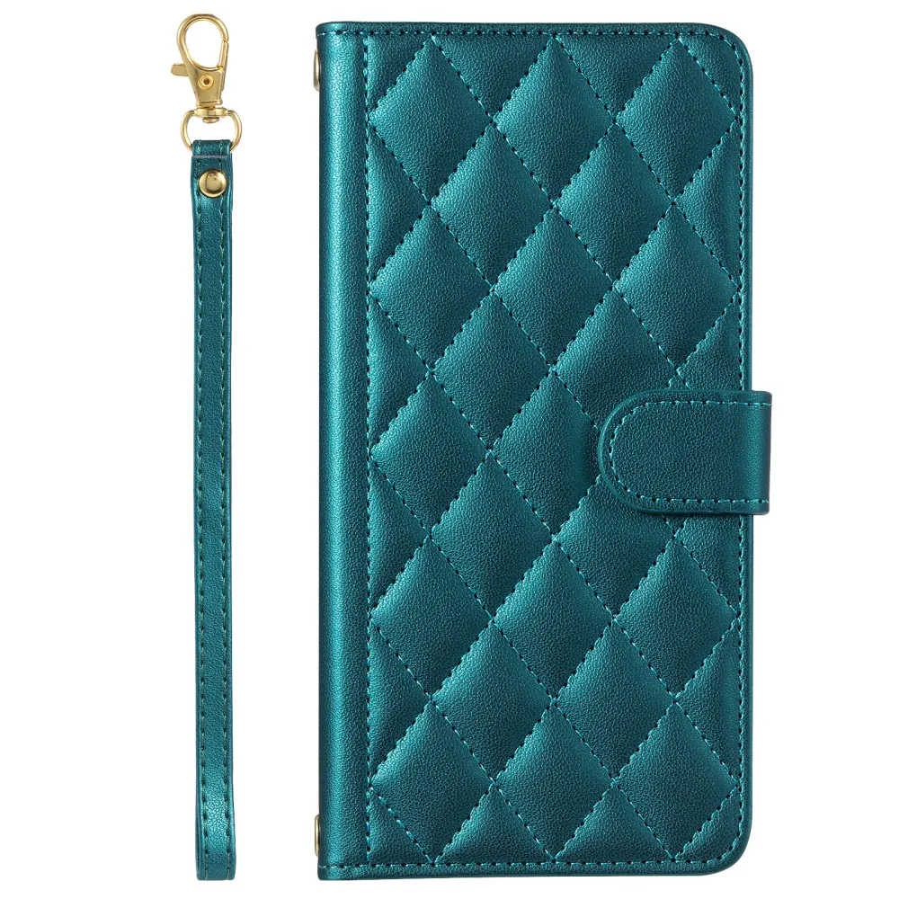 

Flip Leather Grid Phone Case For Iphone 16e 16 E Card Slot Protective Shell Shockproof Back Cover