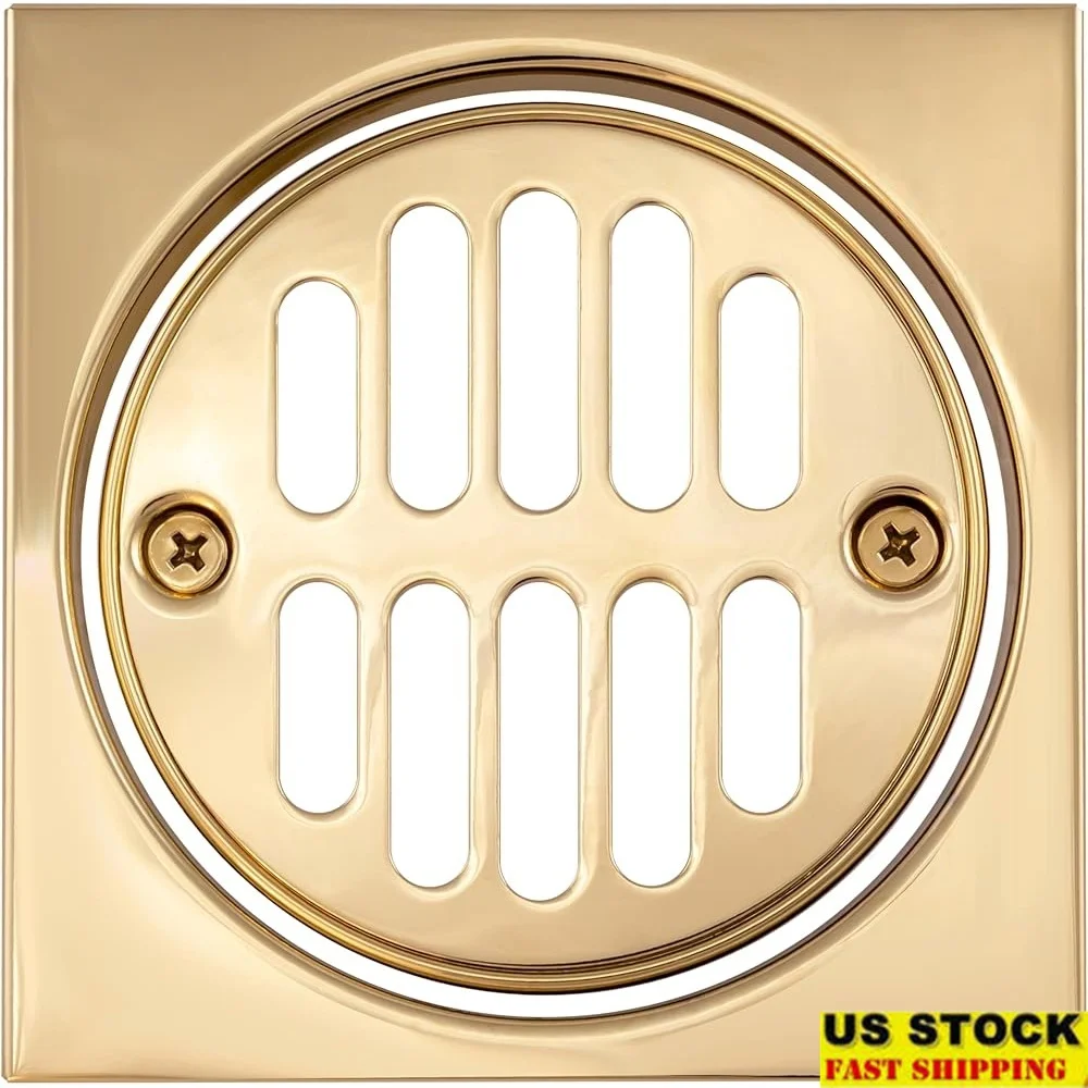 

Набор квадратных сетков для душа, твердая латунь, полированная сливная крышка, наружный диаметр 4-1/4 дюйма, в комплект входят винты, съемная конструкция вставки