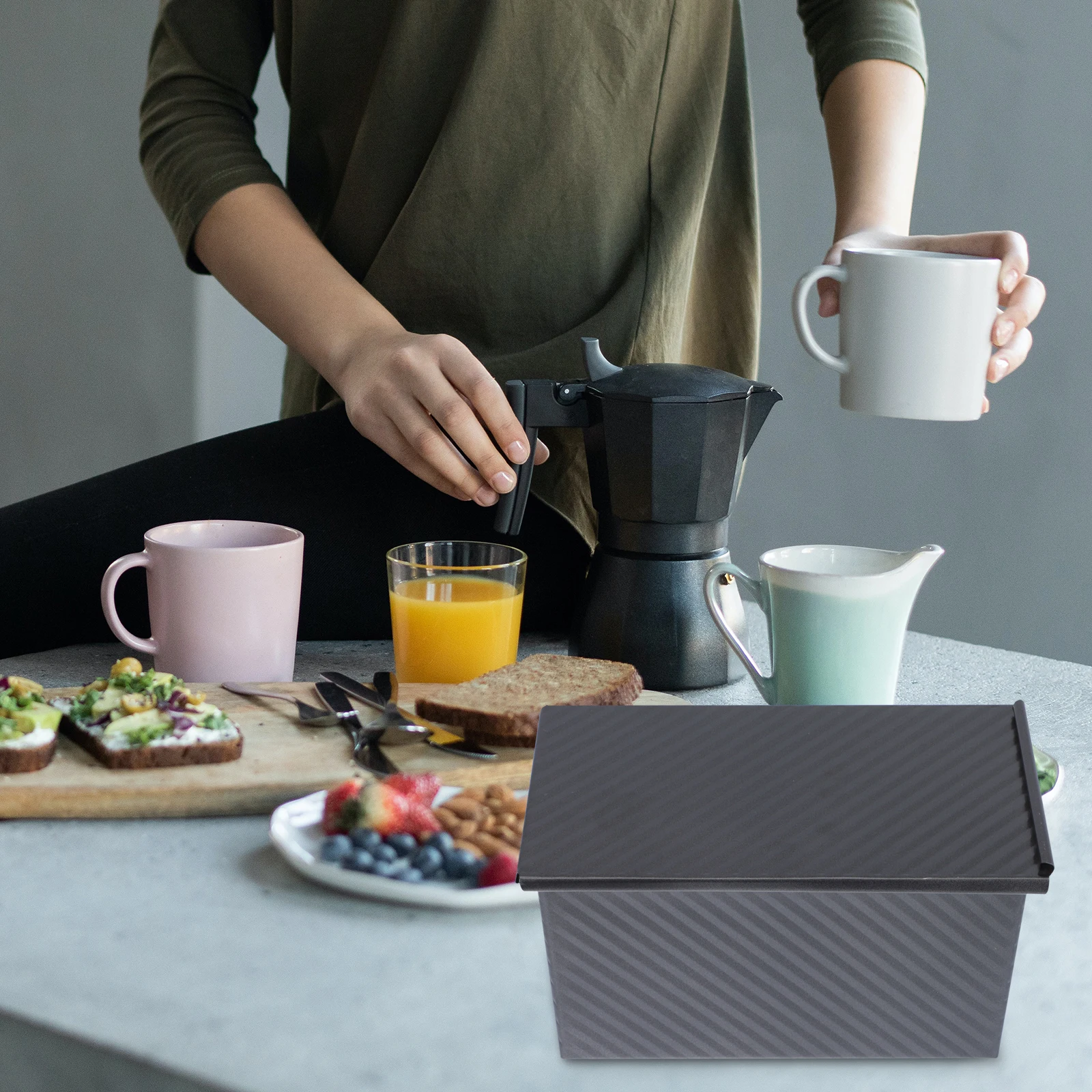 

1 Non Stick Black Loaf Baking Pan Bread Mold Toast Box Easy Cleanup Carbon Steel Bakeware Kitchen Supplies