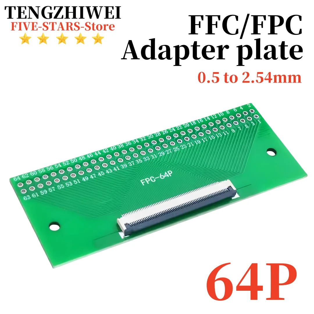 

1Pcs FFC/FPC64PIN adapter board to 2.54 in line welding 0.5 pitch seat test board Soft row cable adapter board