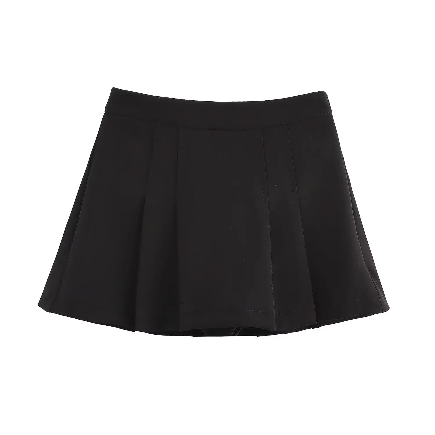 Faionable مطوي تنورة الزخرفية السراويل النسائية الخريف تصميم جديد البوليستر Busin ألف خط سليم صالح منتصف الخصر تنورة