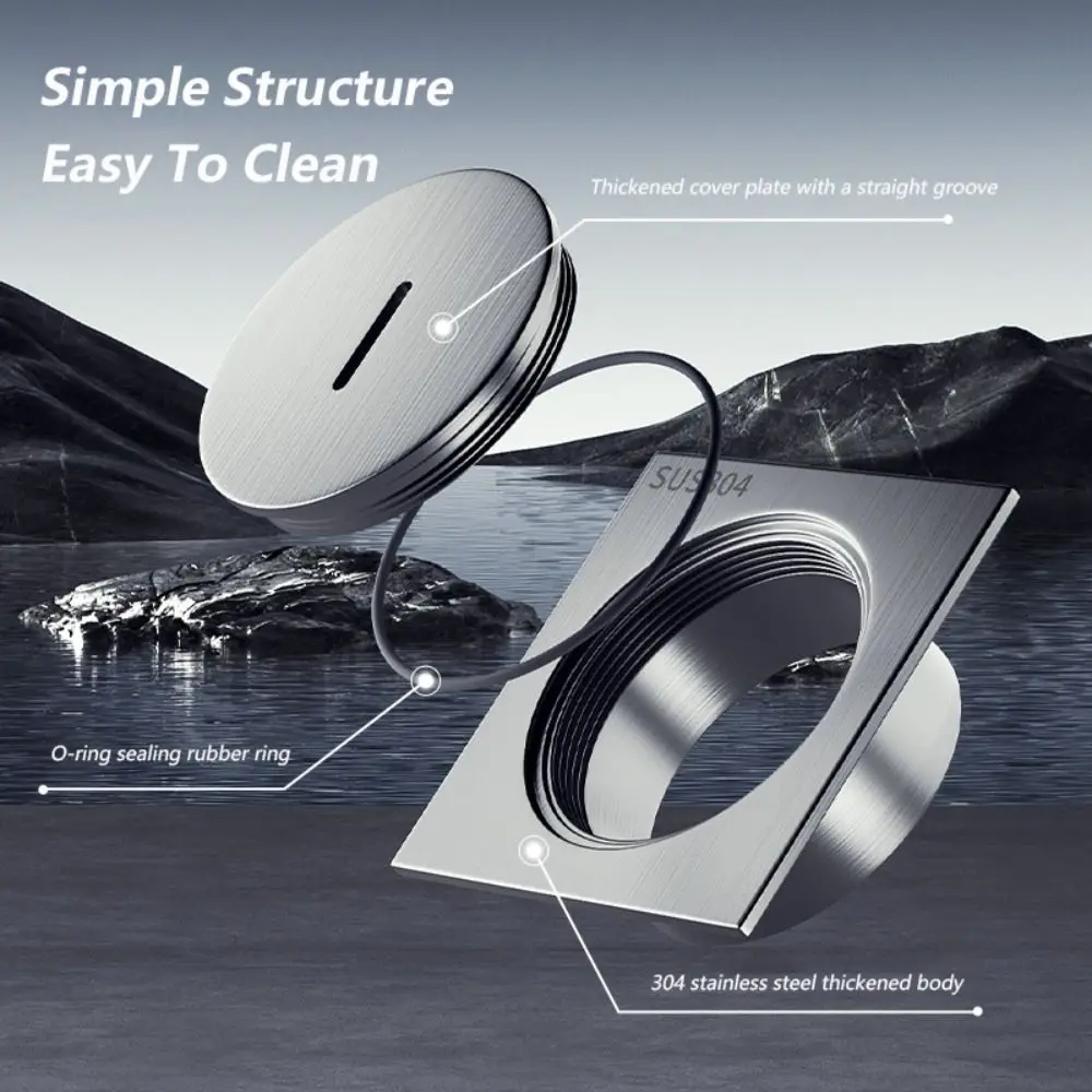 

Водонепроницаемый квадратный трап для очистки пола из нержавеющей стали 304, пробка 75/110, слив для душа с портом для очистки, дренажный порт для ванной комнаты