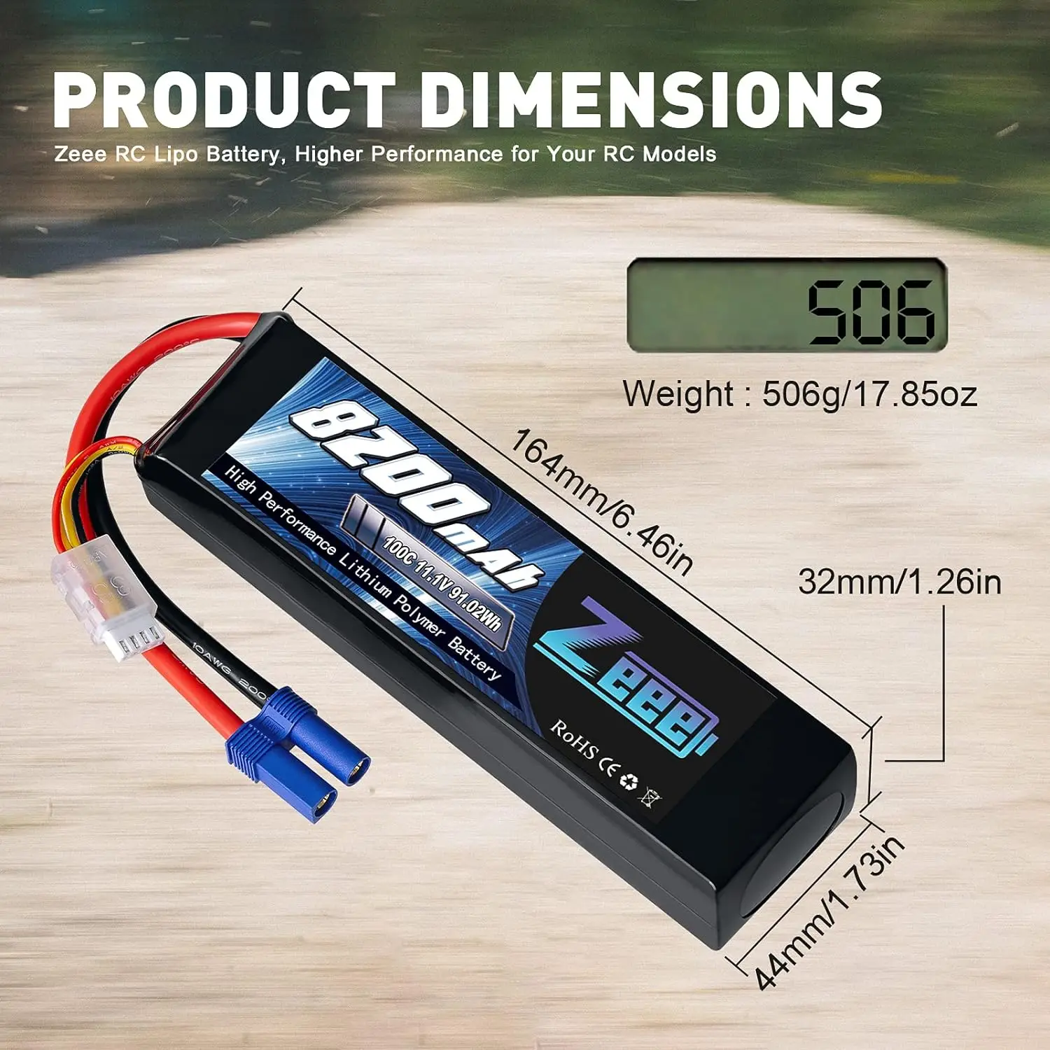 1/2pcs Zeee 3S 8200mAh FPV Drone Lipo Battery 11.1V 100C EC5 Plug with Metal Plates for RC Car RC Truck Tank RC Racing Models