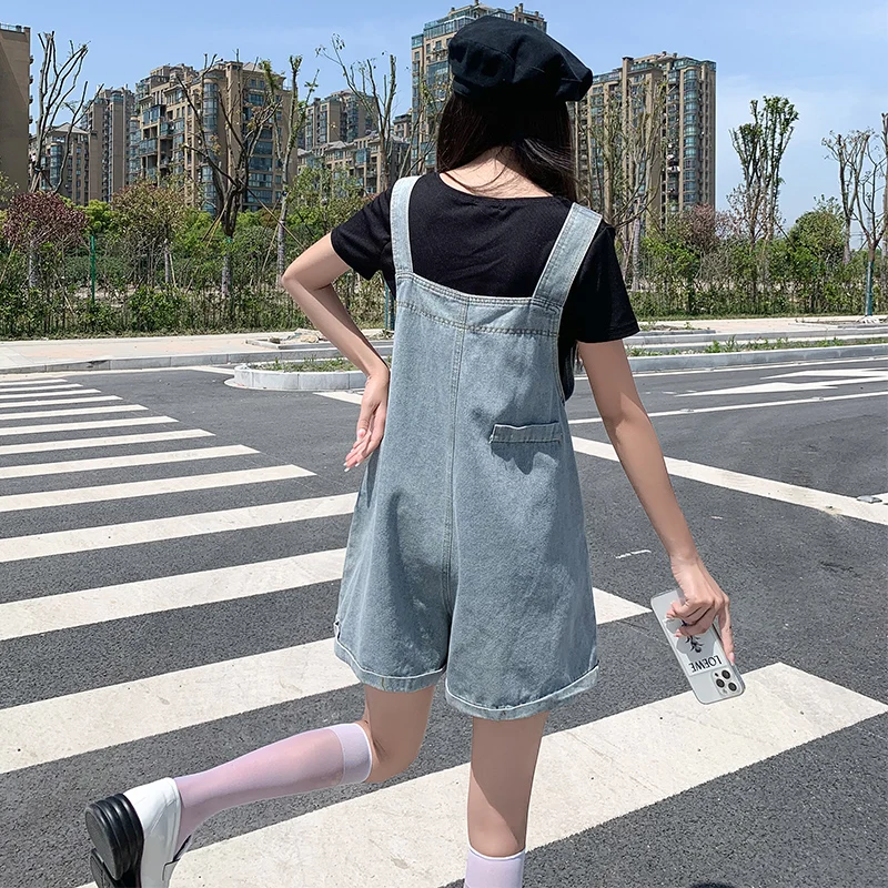 Rompers Women Summer Denim Macacão Feminino Loose Young Street Wear All-match Leisure Korean Style Thin New Cool Ladies Popular