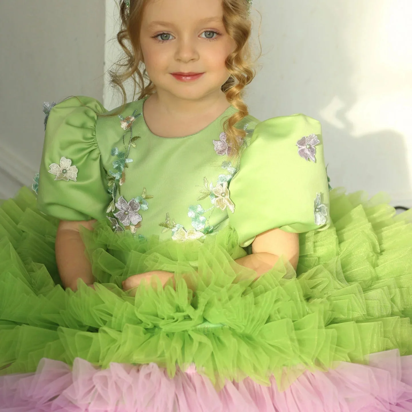 Green Flower Girl Dresses for Wedding Customized Colorful Little Kids Birthday Party Dresses First Communion Dress