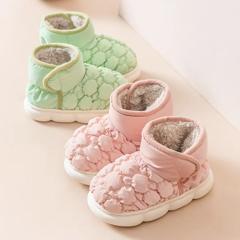 Children Cotton Slippers Girls Winter Down Cloth Waterproof Girls' 2022 New Children's Wool Cotton Shoes