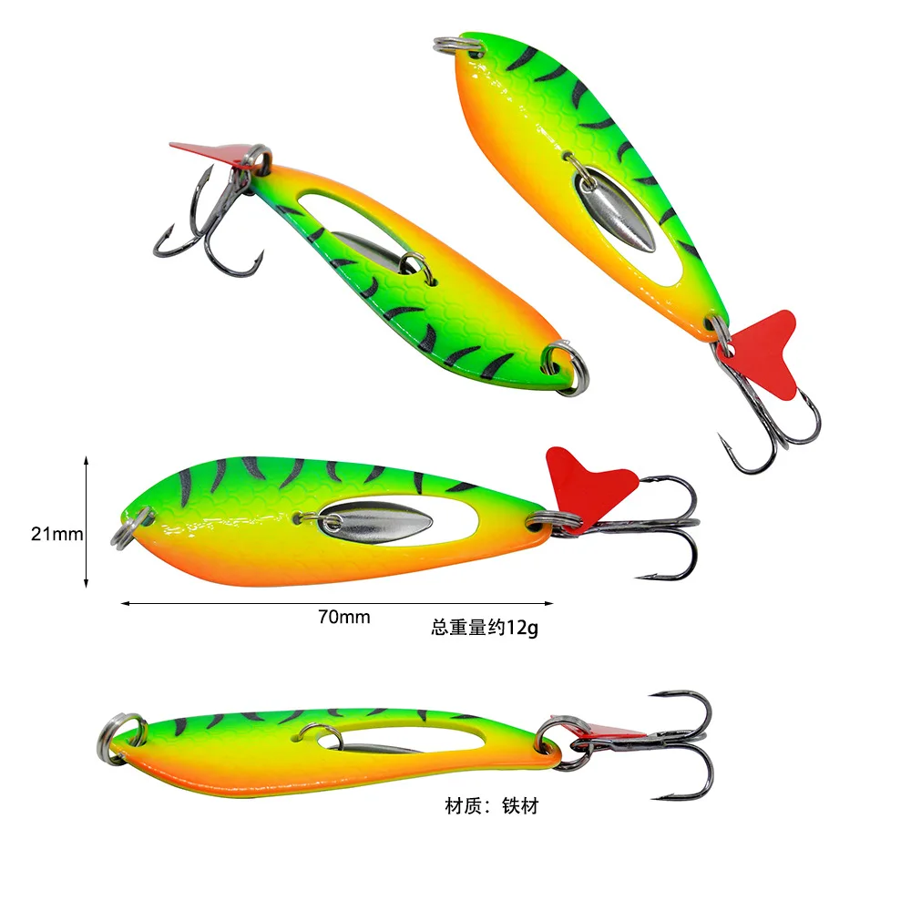 12g Trout Fishing Lures Spoons Colorful Metal Spinner Baits for Salmon Perch Rotating Flash Spinner Blades with Sharp Hooks