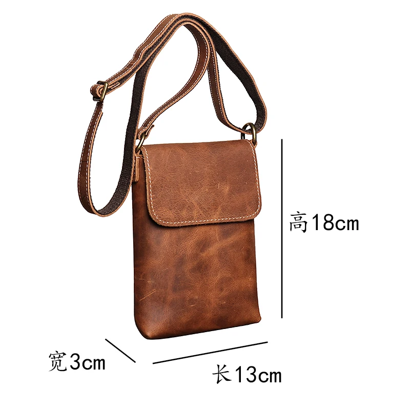 Retro Flip Schwarz Kleine Schulter Tasche für Männer Echtes Leder Sling Umhängetaschen Minderheit Design Mann Einfache Handy Tasche – Detail 2