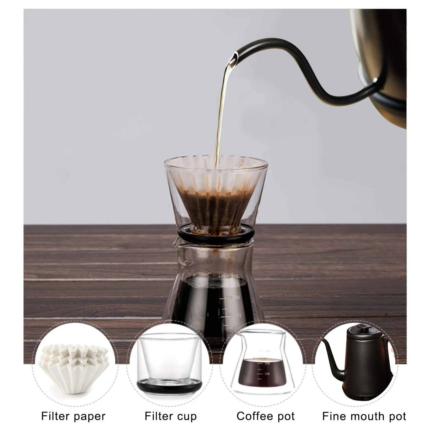 100pc disposable coffee filter, basket type 8-10Cup, compatible with single pouring coffee machine and dripping coffee machine