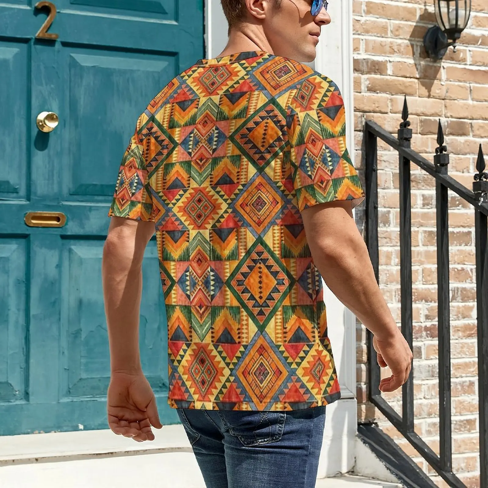 Colorful African Kente Print T Shirt  Trending T-Shirts Men Classic Tshirt Beach Short Sleeves Graphic Clothes Plus Size 4XL 5XL