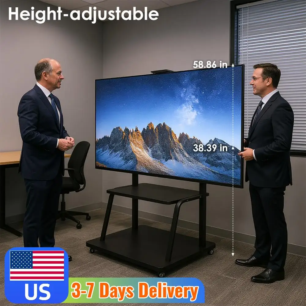 

Mobile TV Stand with Wheels & Laptop Shelf for 50 To 200 Inch Screens Swivel TV Shelf Max Load Up To 660-Pound Height Adjustable