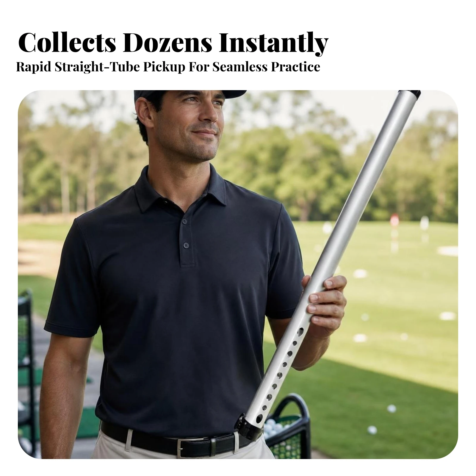 Golf Ball Pickup Tube Straight-Body Golf Ball Retriever Tube Aluminum Lightweight for Golfers, Driving Range