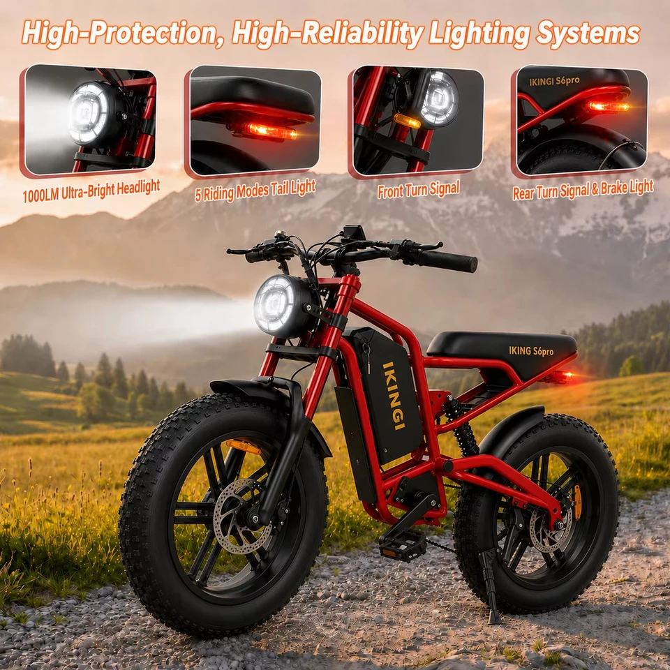 1500W Peak Motor Electric Bike 60V 23.4Ah Removable Battery Full Suspension 7 Speed Fat Tire Off Road E Bike Max 32 Miles Range image 8