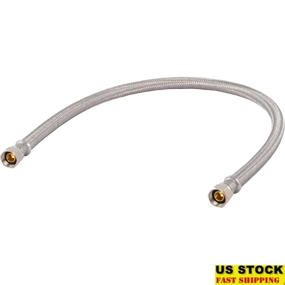 

24-дюймовый плетеный разъем для смесителя из нержавеющей стали, линия подачи, компрессионный шланг 3/8 дюйма, прочный, для ванной комнаты, кухни, надежный