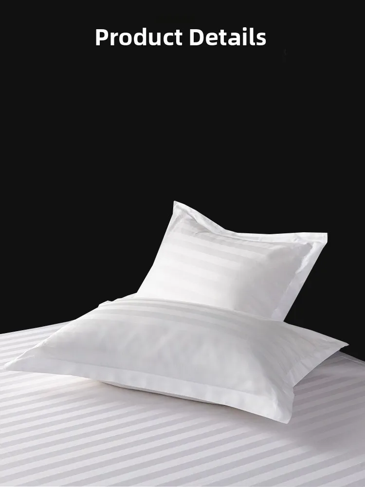 Thickened Pure Cotton Pillowcase Five Star Hotel Standard White Striped Flax Linen Single Person Pillowcase for Homestay Use