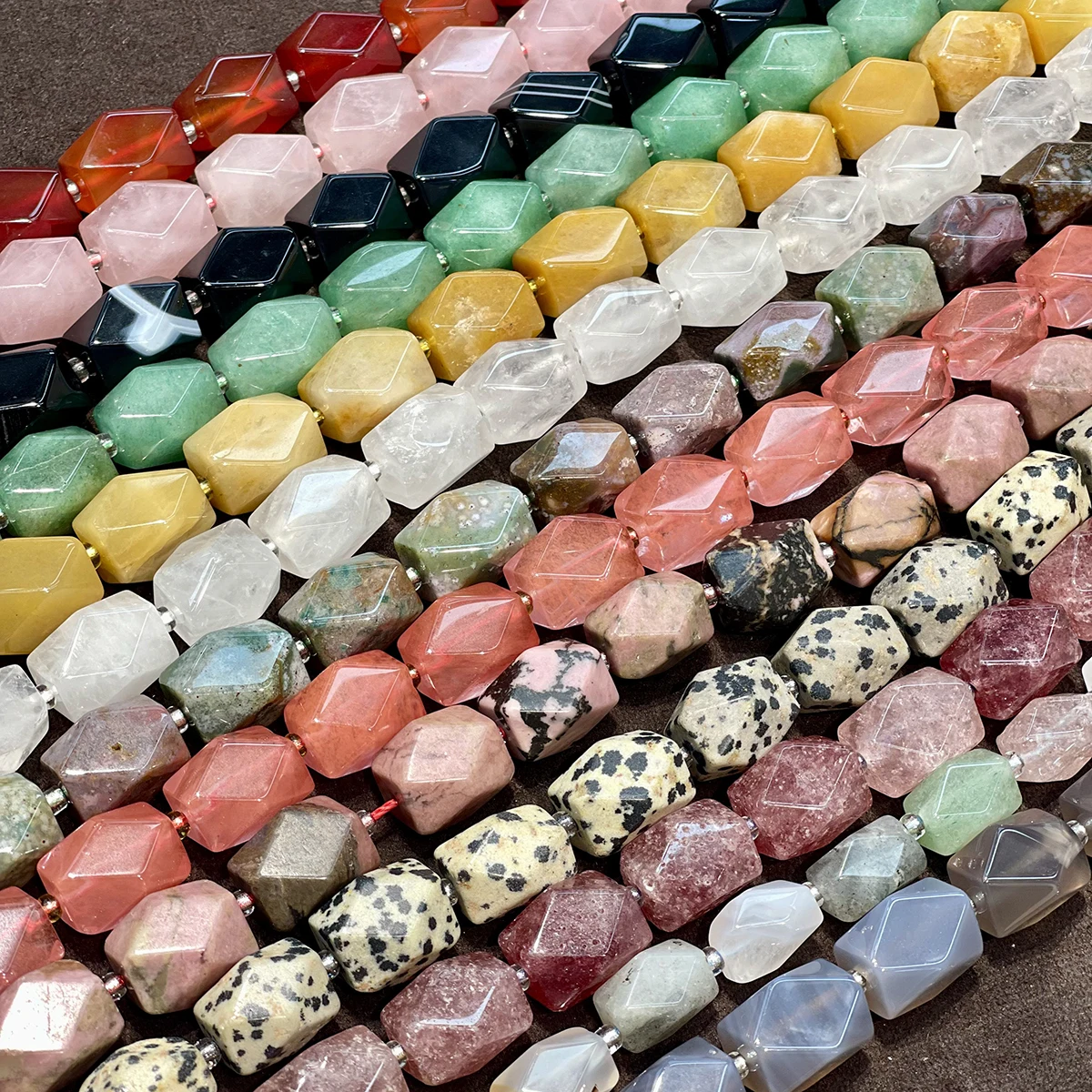 11x13mm Achteckig Facettierte Quadratische Perlen Naturstein Kristall Achat Perlen für Schmuckherstellung DIY Halsketten Armbänder Zubehör – Detail 3