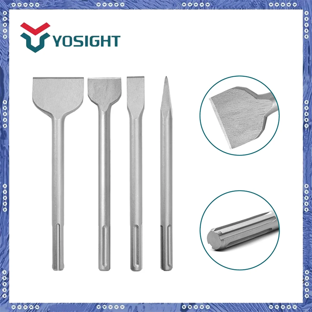 

High-Quality Steel Chisel - 280mm Length - Includes Flat, Pointed, 55mm & 75mm Wide Flat Chisels for Professional Precision Work