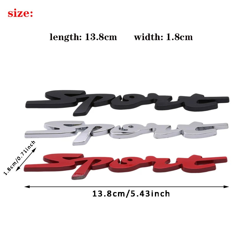 Metal 3D Chrome Car Trunk Auto body Racing Sport Word Letter Sticker Water Proof Logo Emblem Badge Decal Sticker Car Accessories