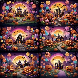 MOON.QG 2025 Halloween Outdoor Photography Decoration Backdrop Child Pumpkin Circus Tent Ghost Photo Background Home Studio Prop