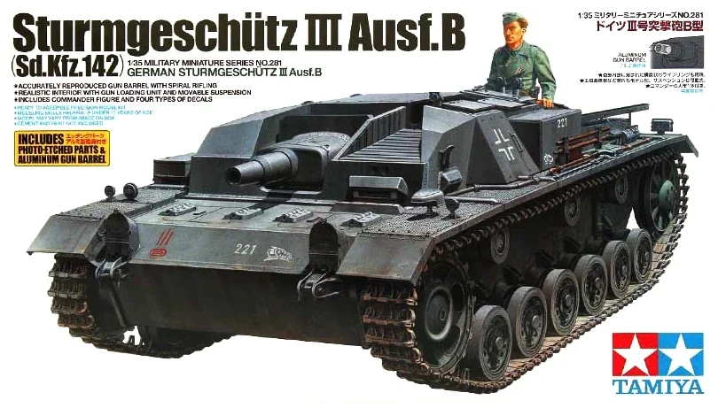 Tamiya 35281 1/35 Military Model Kit German Sturmgeschütz III Ausf.B StuG Tank