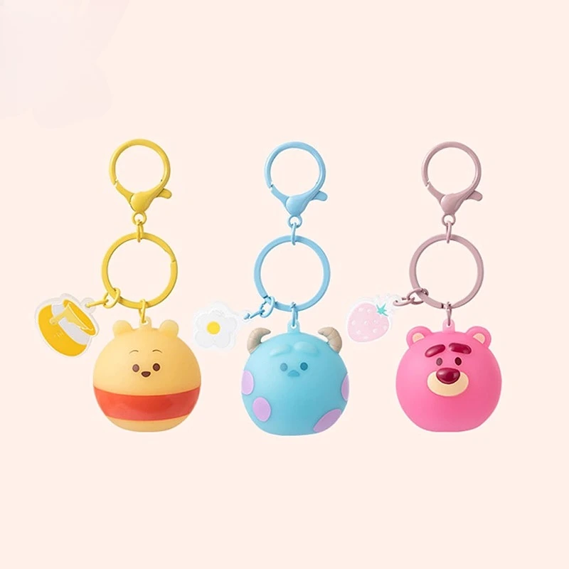

Disney Series Strawberry Bear LED Luminous Pendant Winnie the Pooh Keychain Sullivan Bag Charm School Bag Decoration