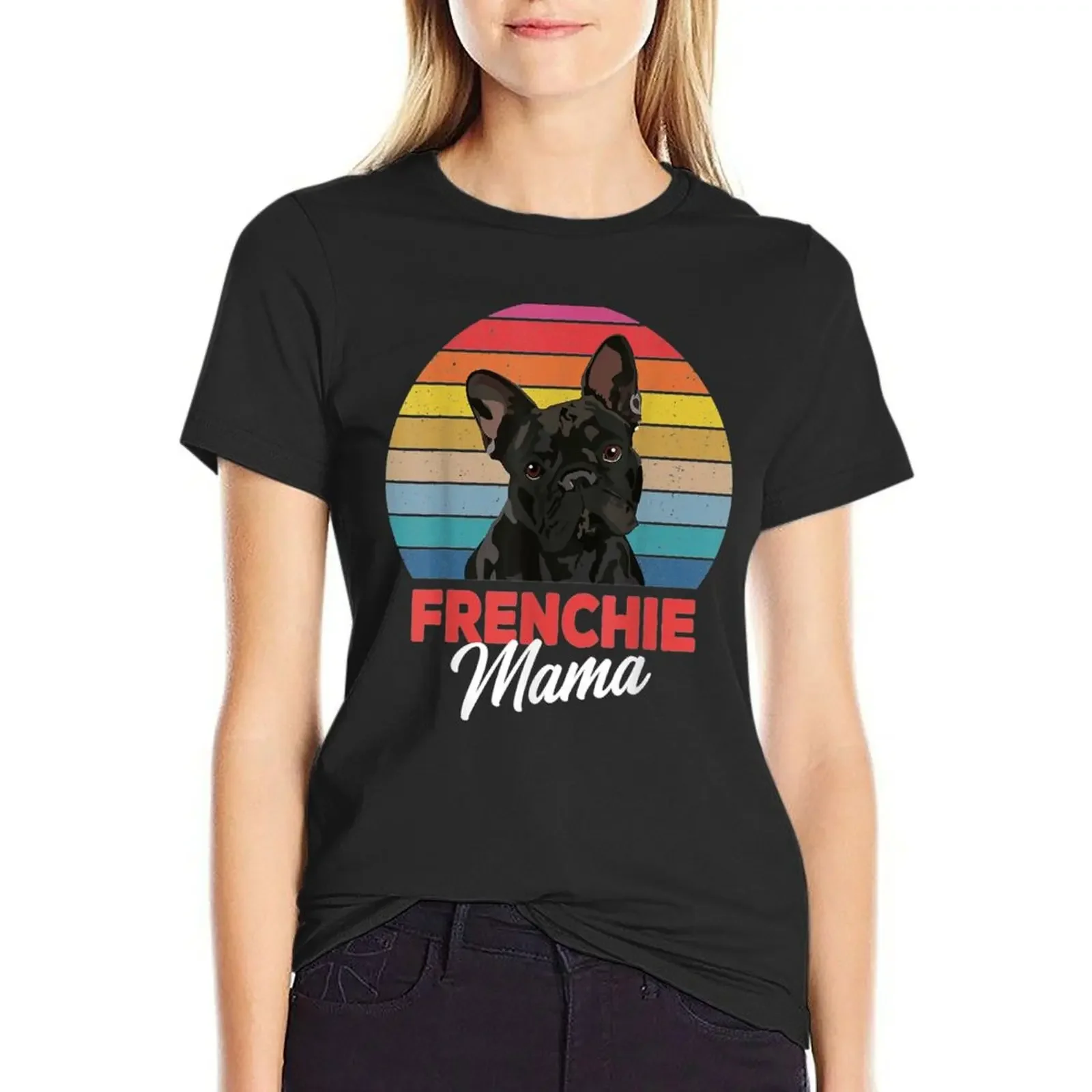 Frenchie Mama Funny T-Shirt tops anime clothes aesthetic clothes Woman T-shirts