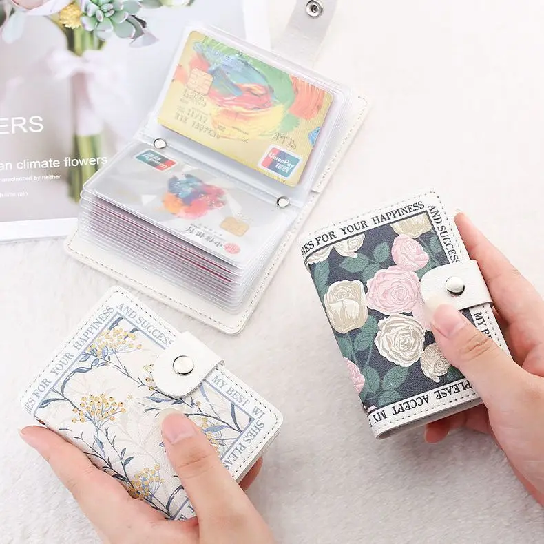 New Floral Card Bag Multiple Cards Slots ID Bank Credit Card Covers for Women Large Capacity Card Holders