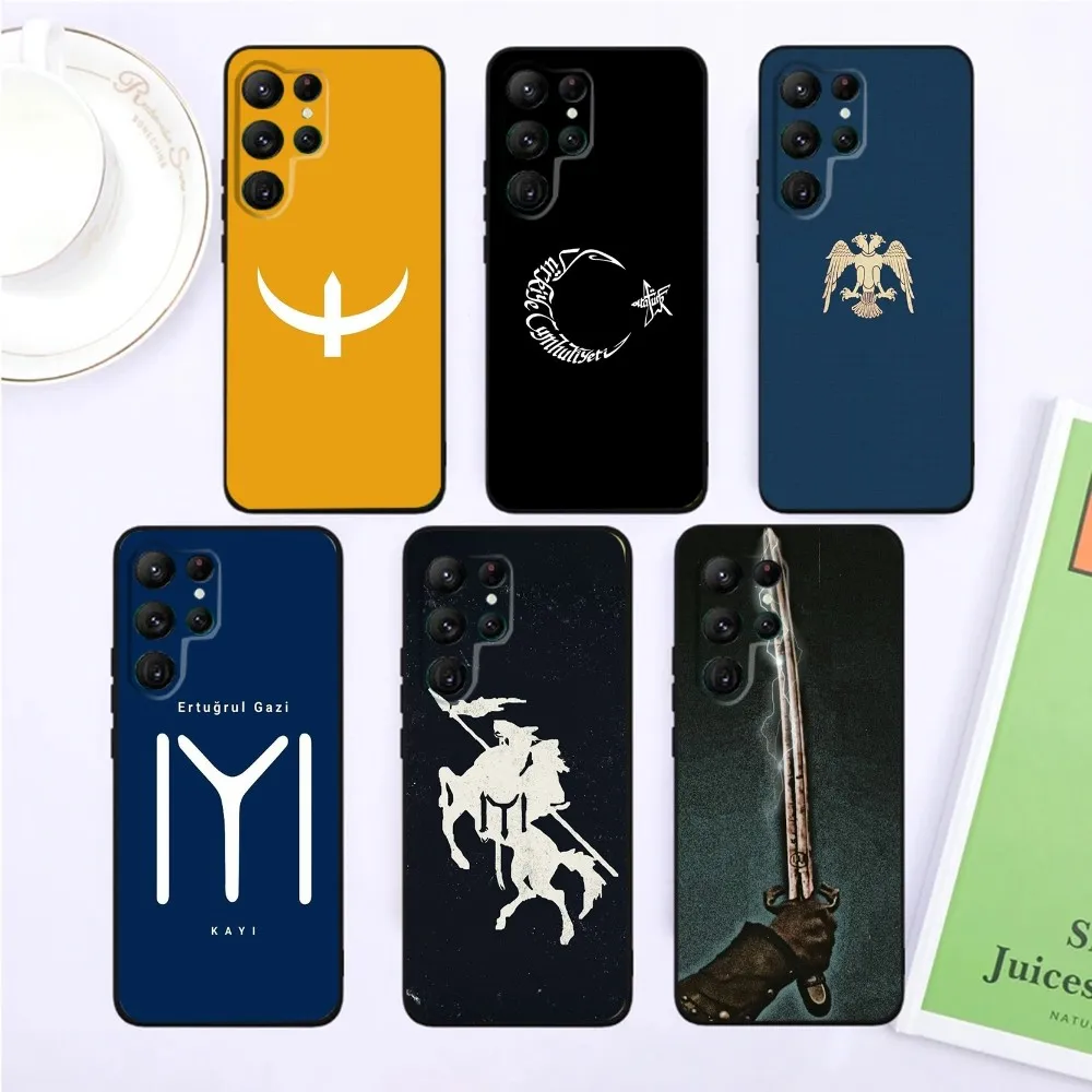 

Resurrection Ertugrul Kayi Flag Phone Case For SamsungS24,S23,S22,S21,Ultra Pro S10,S30Plus,S9,20lite Black Cover