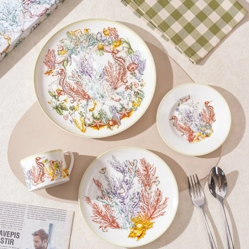 طقم فناجين قهوة صينية فاخرة على شكل عظمة أوروبية هدية إبداعية للزوجين أطباق حلوى سيراميك أنيقة لهدية الانتقال لمنزل جديد