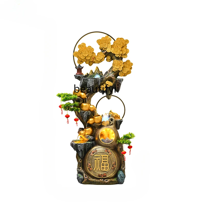 

Lucky flow ornament circulating water new Chinese rockery water landscape office feng shui wheel floor decoration