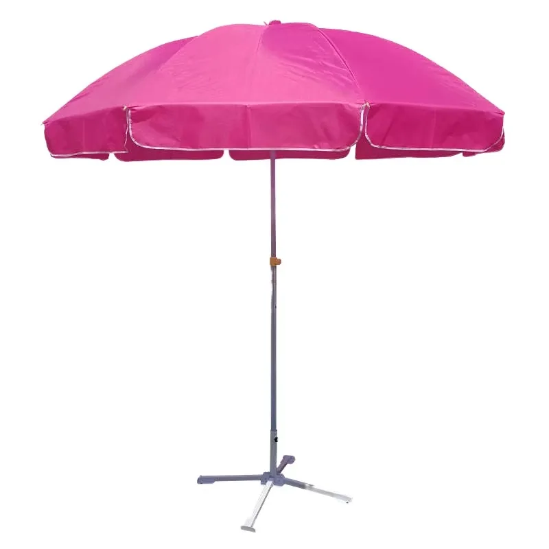 8.5 ft Portable UV 50+ Outdoor Beach Umbrella 8 Ribs Fiberglass Frame Waterproof Sunshade Blue Durable Polyester Hotel Park