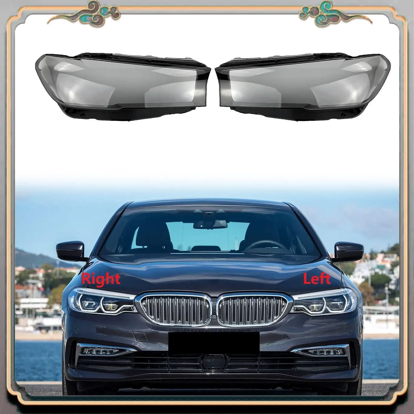 A73Q-For BMW 5 Series G30 G38 2020 2021 المصباح قذيفة غطاء مصباح غطاء للعدسات الشفافة غطاء المصباح