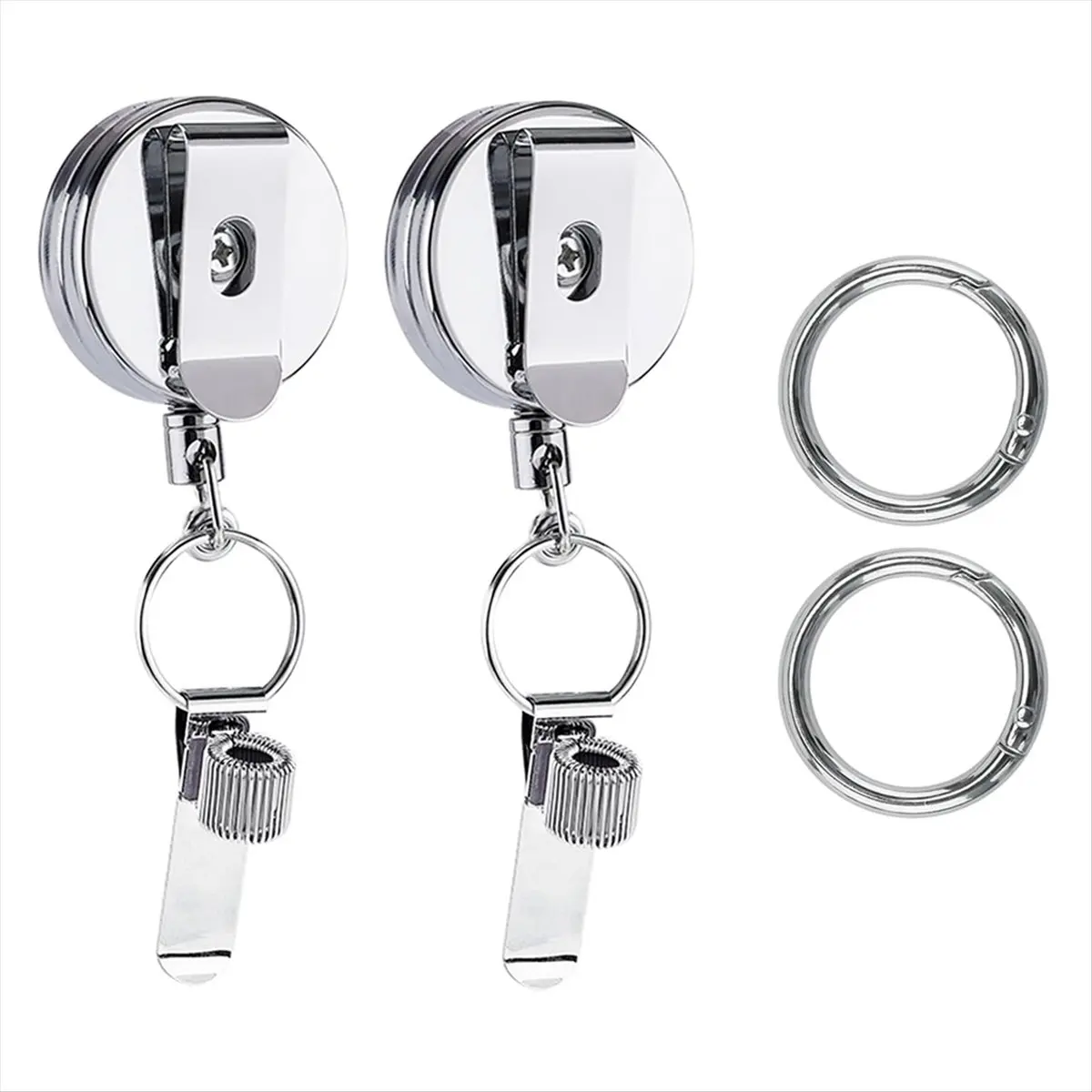 A50U 2Pcs Retractable Pen Holder, Badge Reel Pen Clip Keychain with Belt Clip and Key Ring for Nurses Teachers Waitresses
