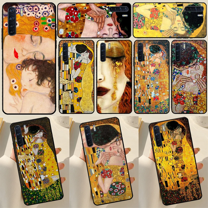 Gustav Klimt Kiss Art Case For OPPO A17 A57 A77 A16 A76 A96 A52 A72 A15 A5 A9 A31 A53 S A54 A74 A94 A93 A78 Cover