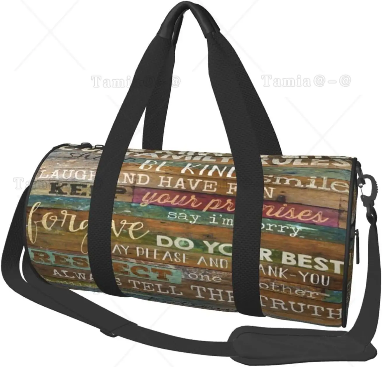 Gym Bag Inspirational Motivational Quotes Rustic Duffel Barrel Bag Backpack Lightweight Travel Cylinder Bags for Swim Training