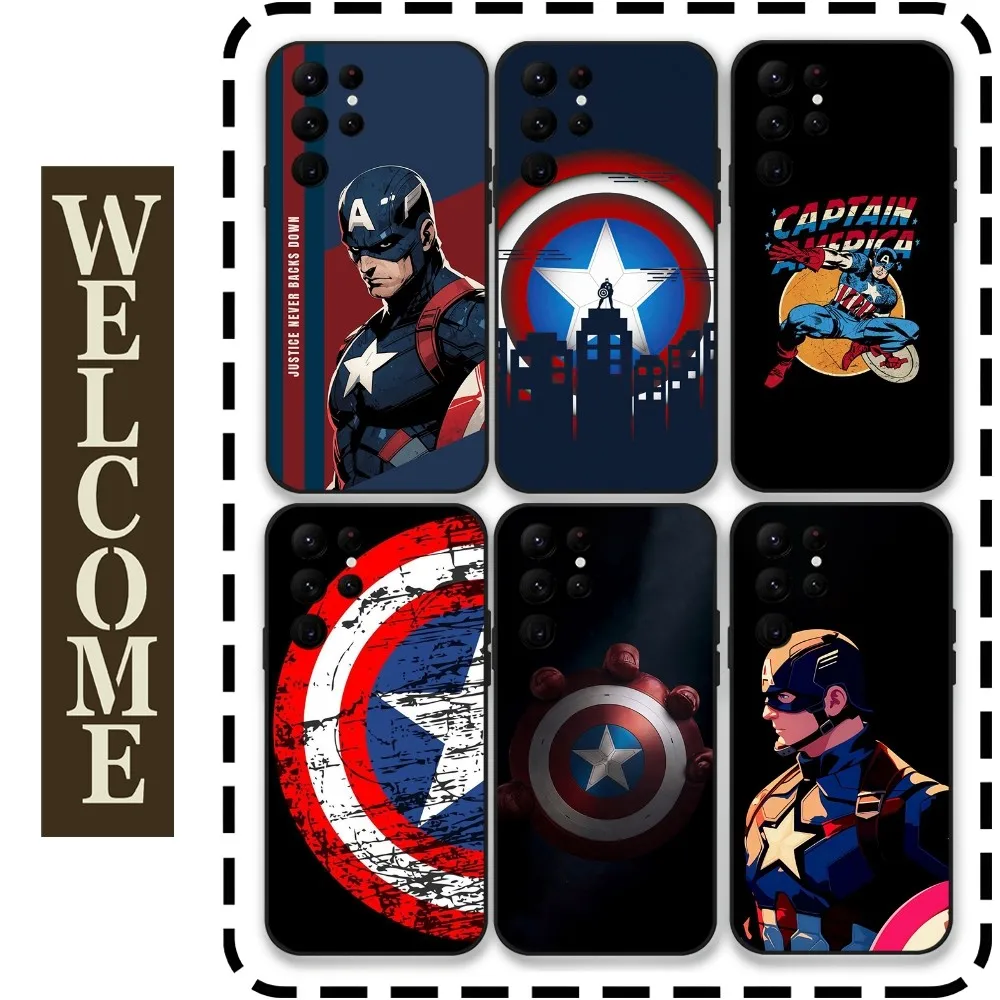 

Captain America Superhero Phone Case for Samsung Galaxy S24 Ultra S22 S23 Ultra S21 S20 5G Protective Silicone TPU Funda